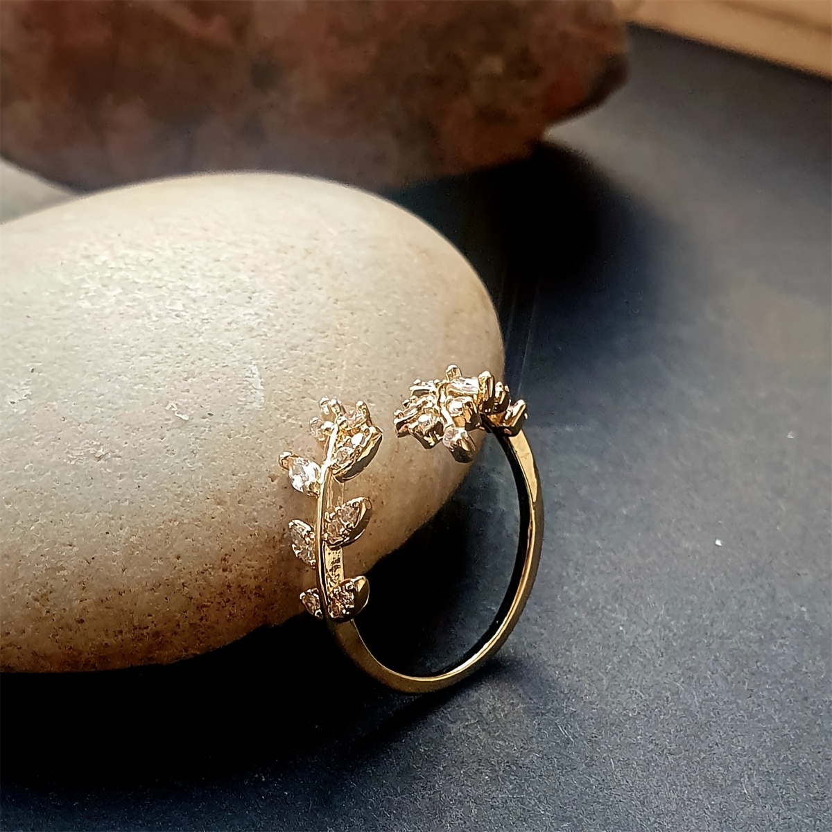 Adjustable Women's Ring 18K Plated Floral Jewelry for Weddings